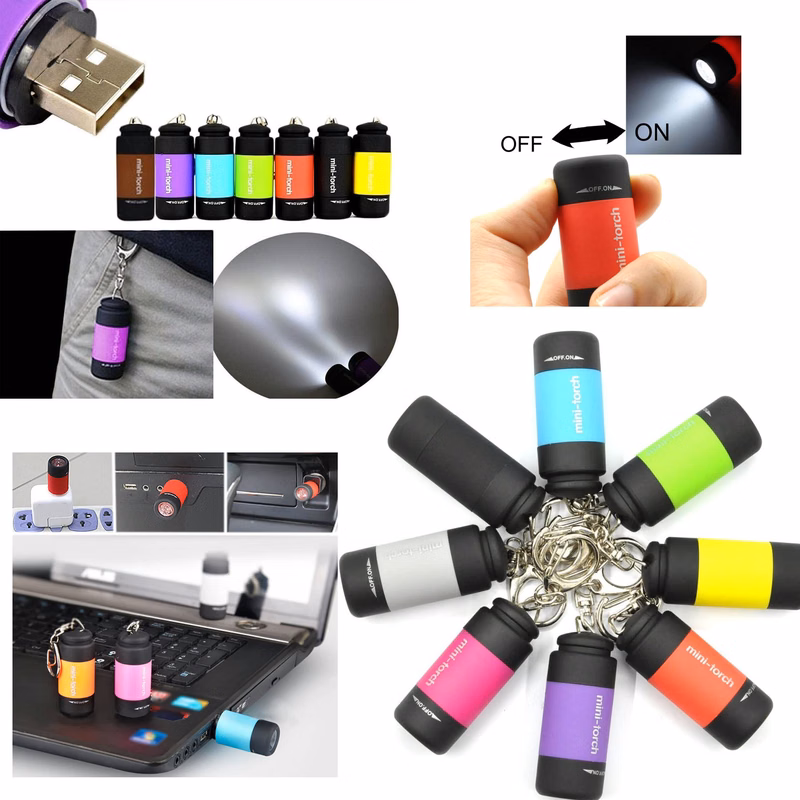 USB Rechargeable Small Pocket LED Keychain Flashlight