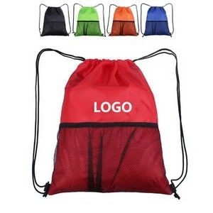 Mesh Pocket Drawstring Backpack Gym Sports Bag 1