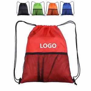 Mesh Pocket Drawstring Backpack Gym Sports Bag