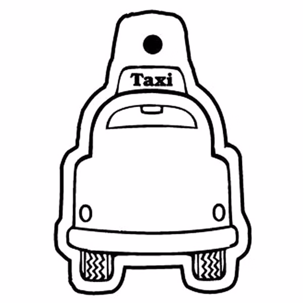 Cartoon Taxi Rear View Key Tag - Spot Color