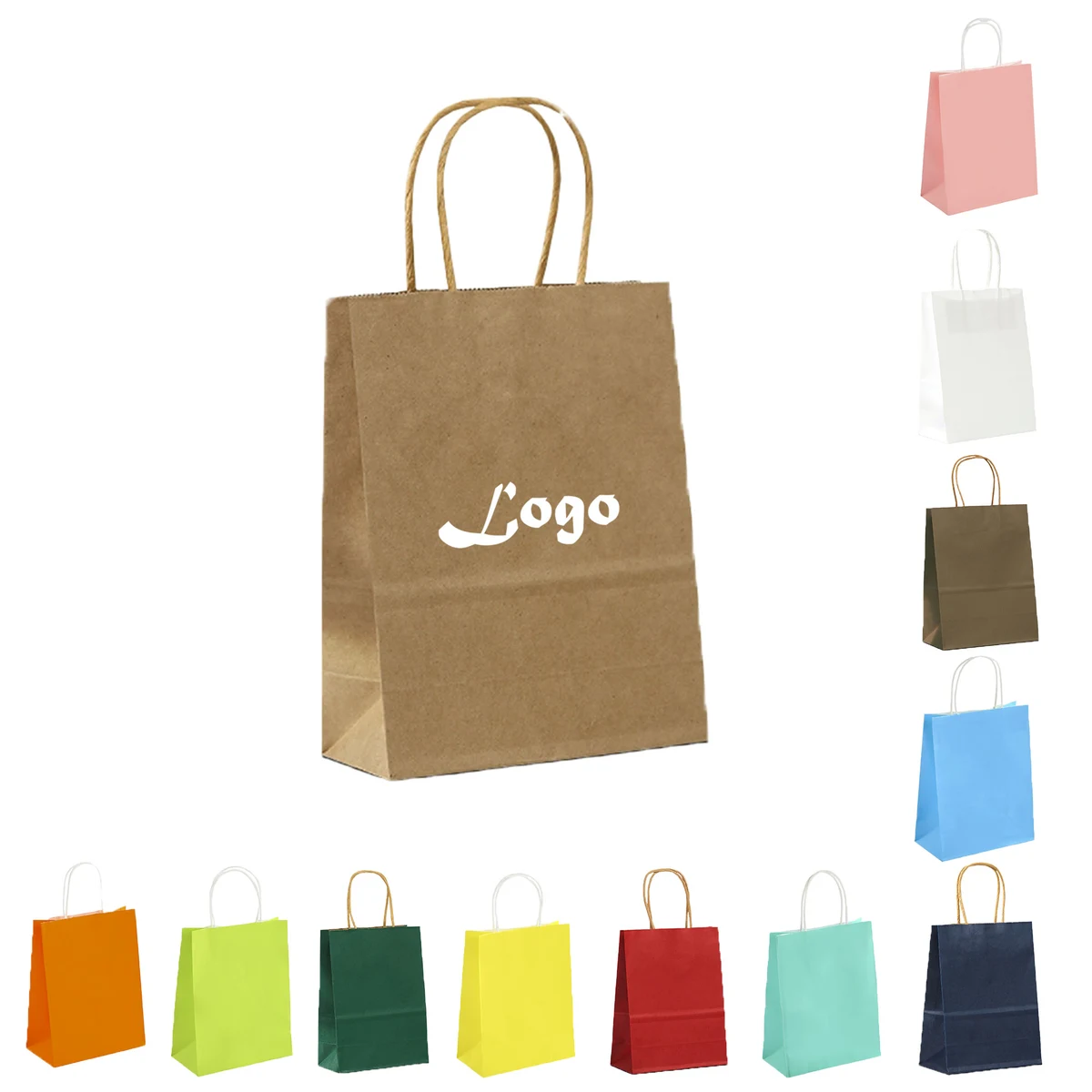 Eco Kraft Paper Tote Bag Handle Pouch 1