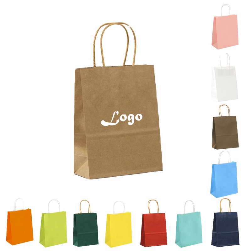Eco Kraft Paper Tote Bag Handle Pouch