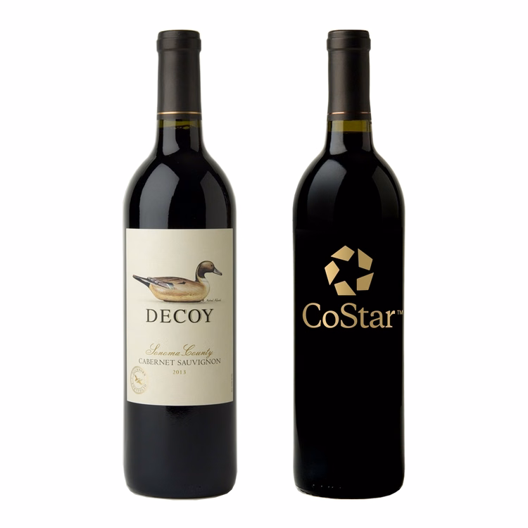 Etched Duckhorn Decoy Cabernet Red Wine Bottle