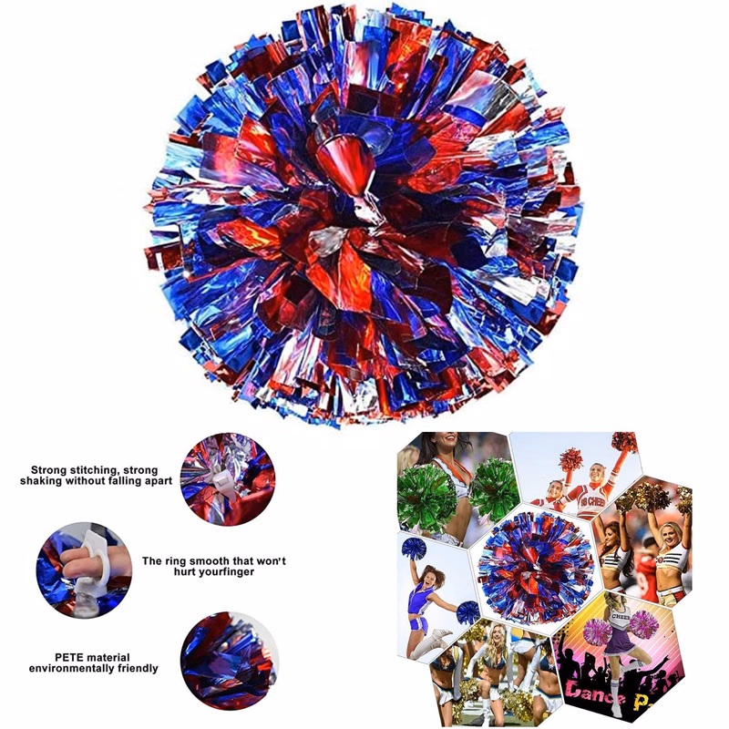 12 Inch Cheer Pom Poms with Baton Handle