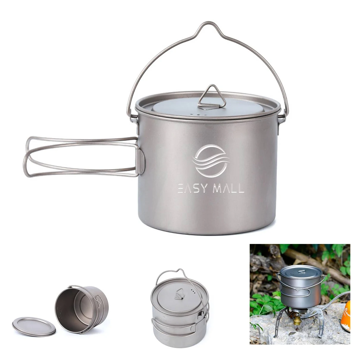 Titanium Camping Hanging Pot 1