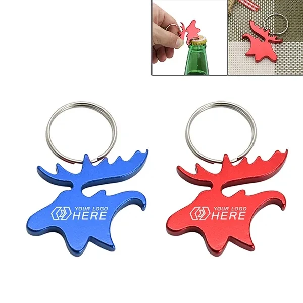 Moose Head Aluminum Bottle Opener Key Ring 1