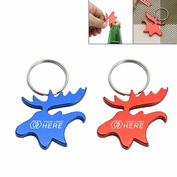 Moose Head Aluminum Bottle Opener Key Ring
