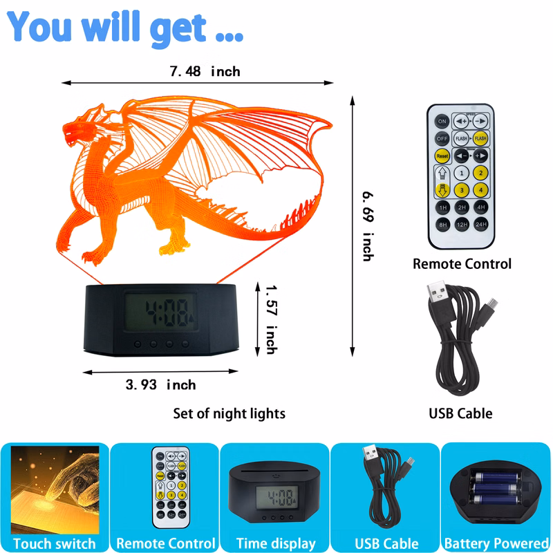 Acrylic Alarm Clock Night Light
