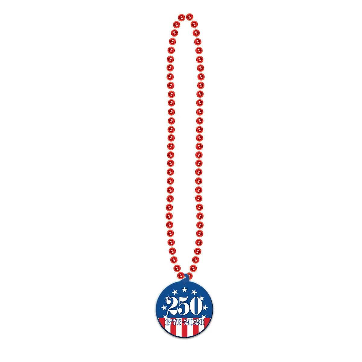 33" Red Beads with Semiquincentennial Medallion 1