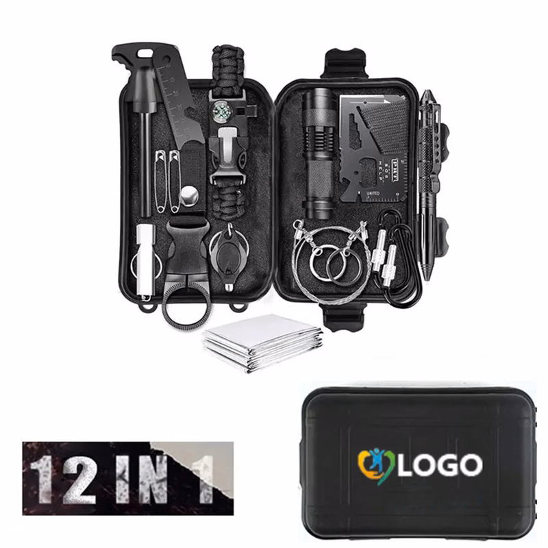 Emergency Survival Gear Kit W/ 12 Tools in Hard Case