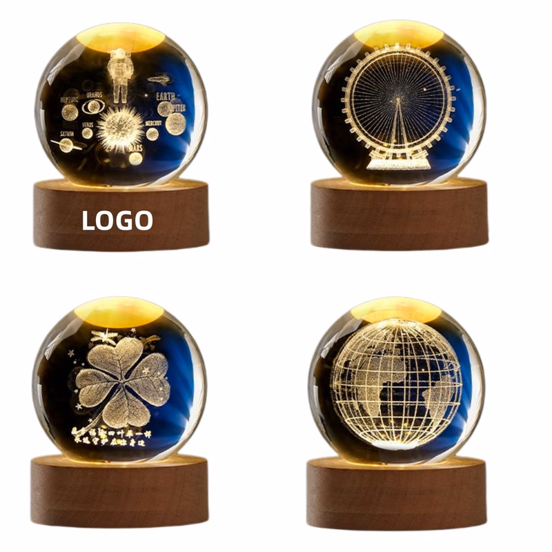 Colorful Light Projection Wooden Base