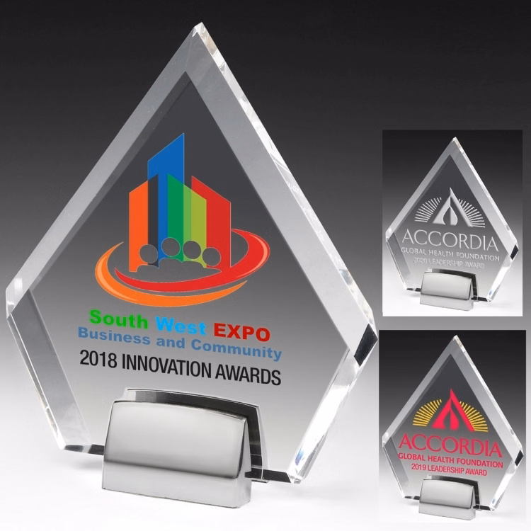 Diamond Award w/Chrome Base (6" x 7" x 3/4") - 4 Color Process