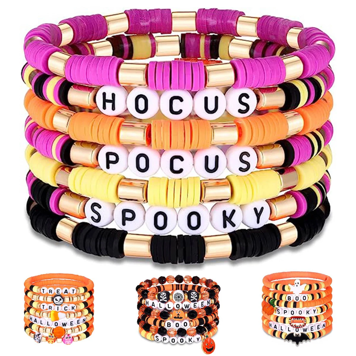 Acrylic Plastic Skull Halloween soft pottery bracelet 1