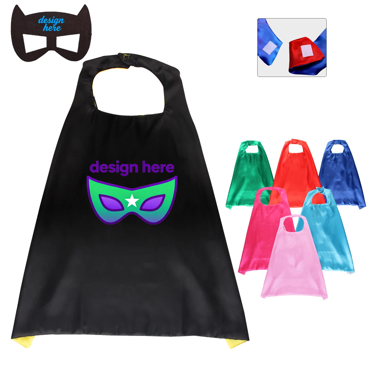 Kids Action Hero Cape with Attachable Mask for Pretend Play 1