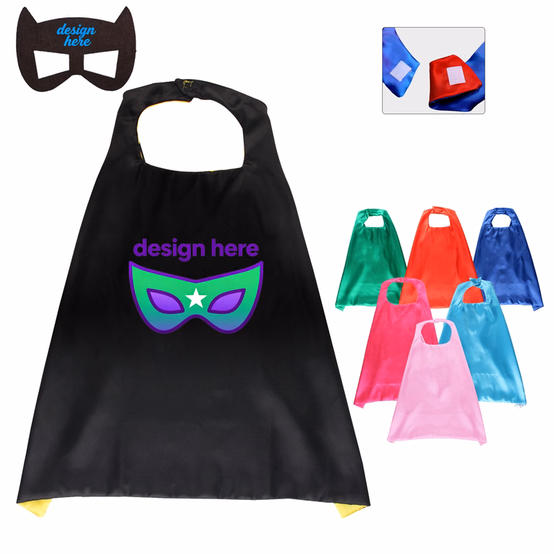 Kids Action Hero Cape with Attachable Mask for Pretend Play