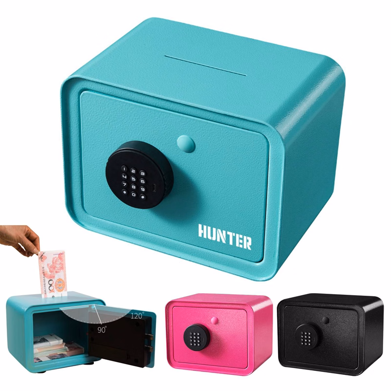Steel mini safe case with code saving pot for children
