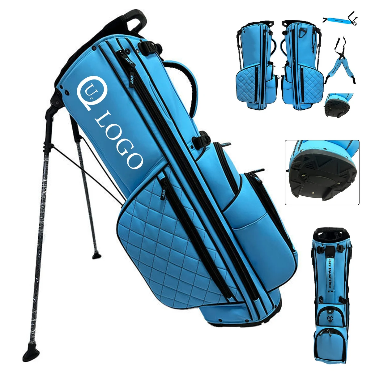 Embroidered Diamond Check Pu Golf Bag 1