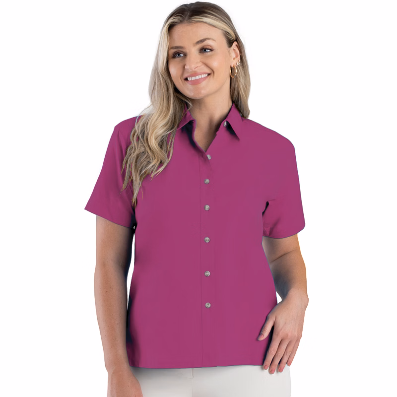 Ladies' Short-Sleeve Superblend Poplin Shirt with Bone Buttons