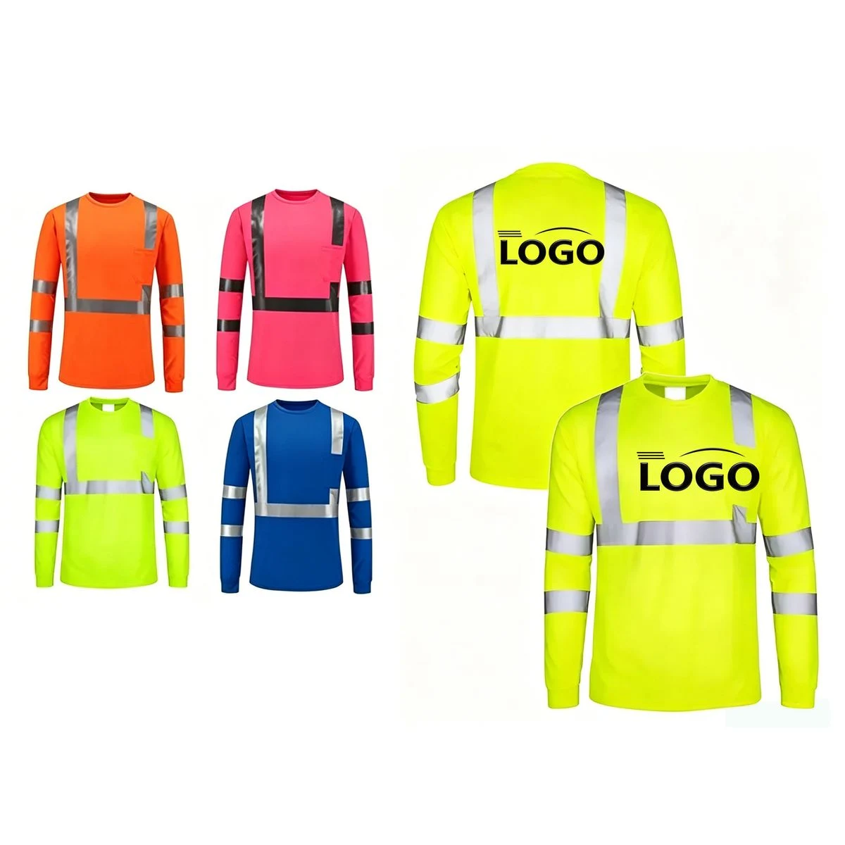Custom Logo Fluorescent Long Sleeve Safety Shirt 1