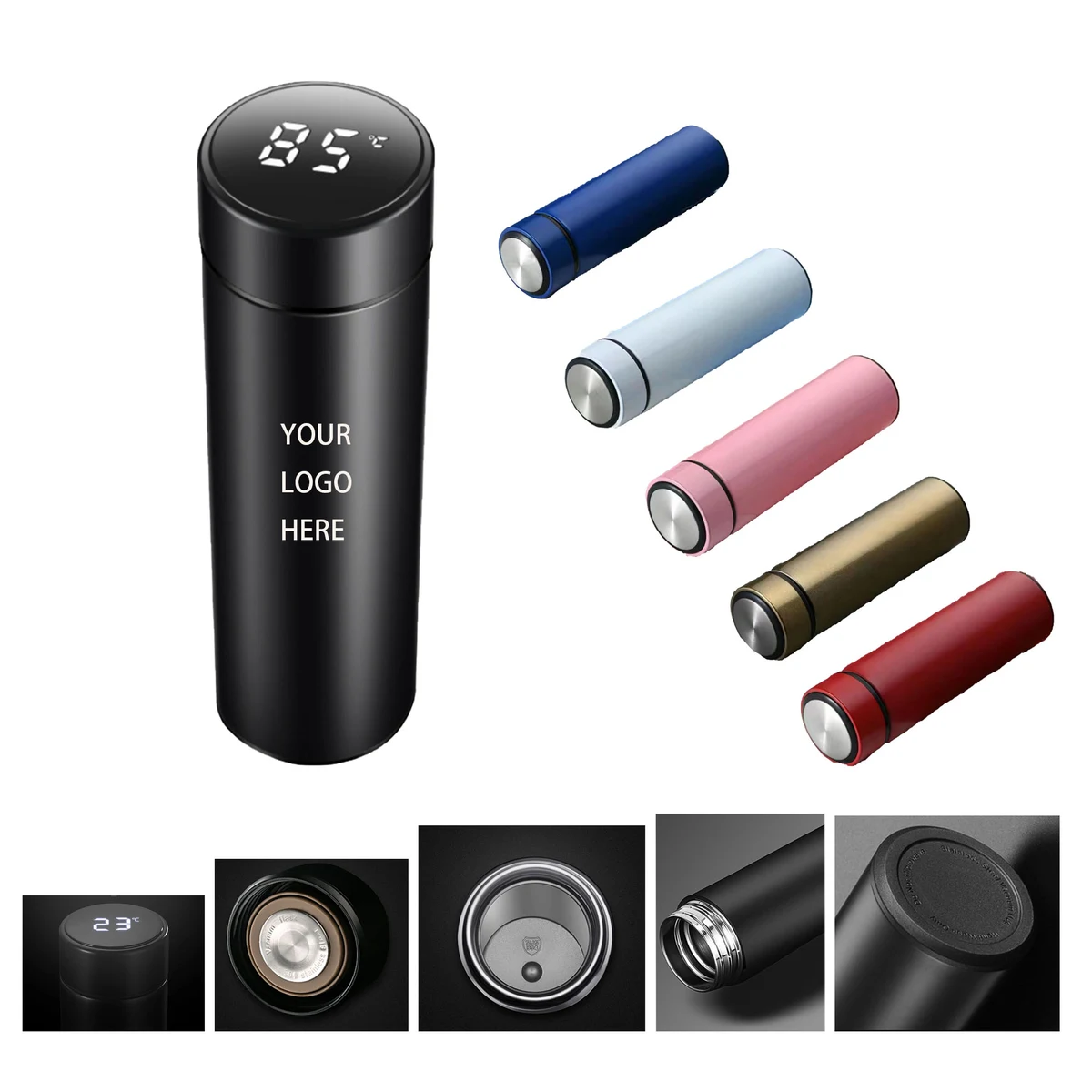 Digital Display Insulated Bottle, custom water bottle with logo imprint 1