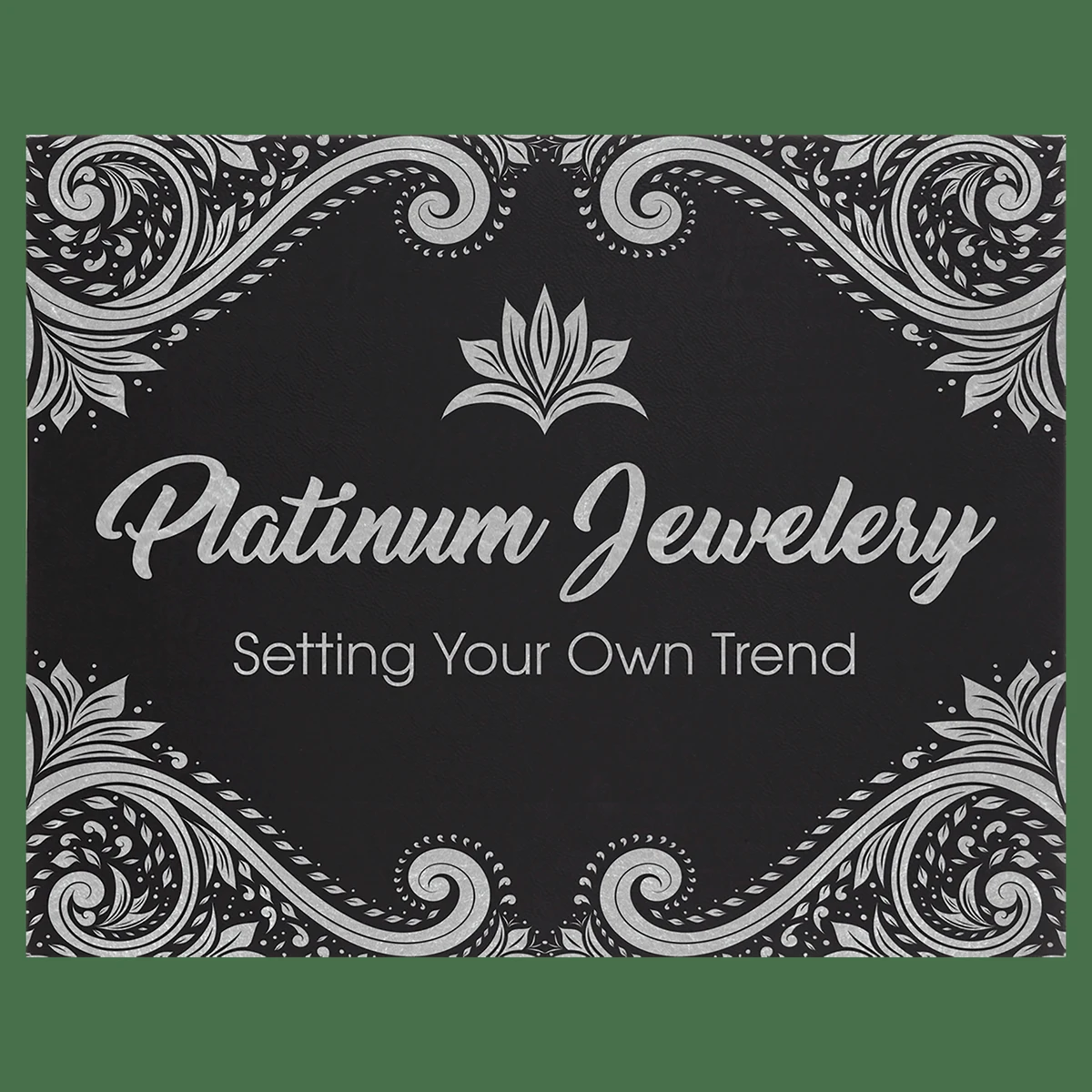 12" x 18" Black/Silver Leatherette Wall Decor with Sawtooth Hanger 1