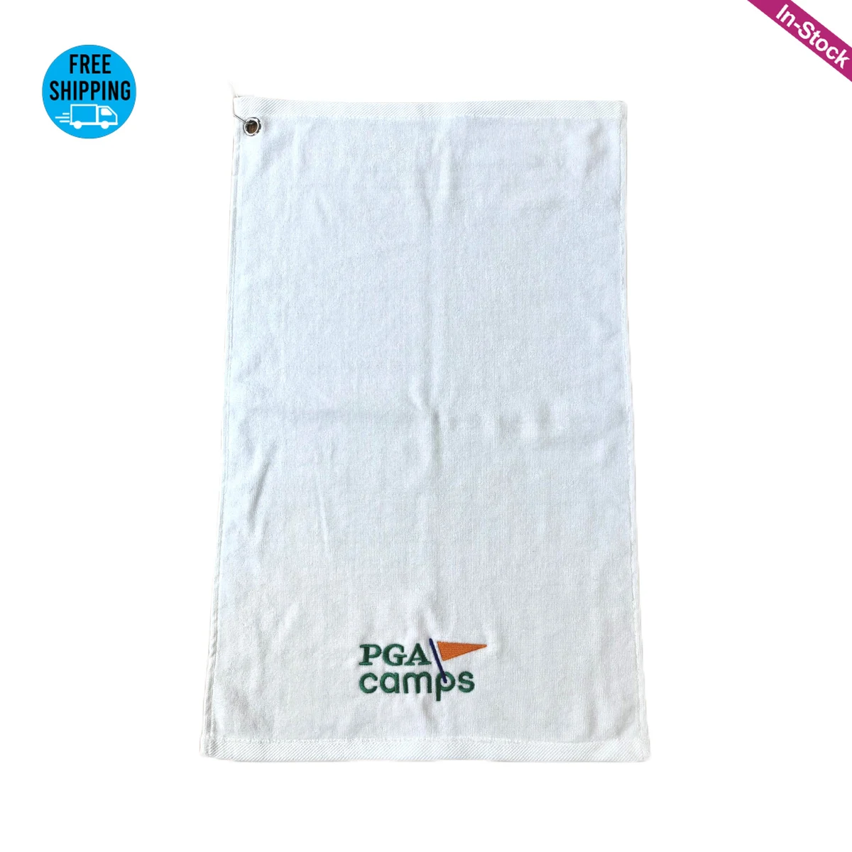 Embroidered 480GSM Cotton Terry Velour Golf Towel With Corner Grommet 1
