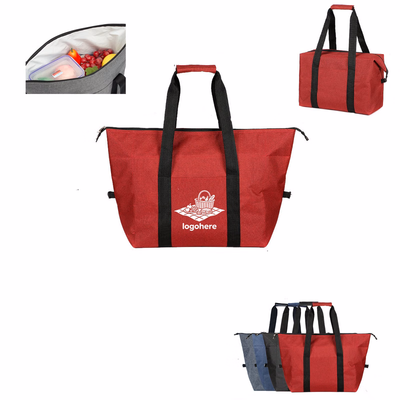 Foldable Leak-Proof Thermal Lunch Bag With Carry Handles