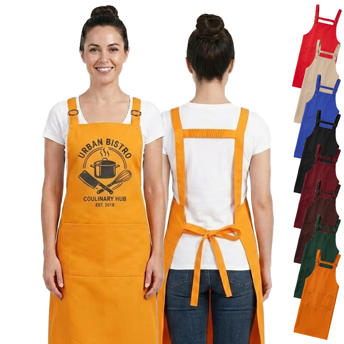 12 oz. 100% Cotton Waterproof Kitchen Apron w/ Back support 1
