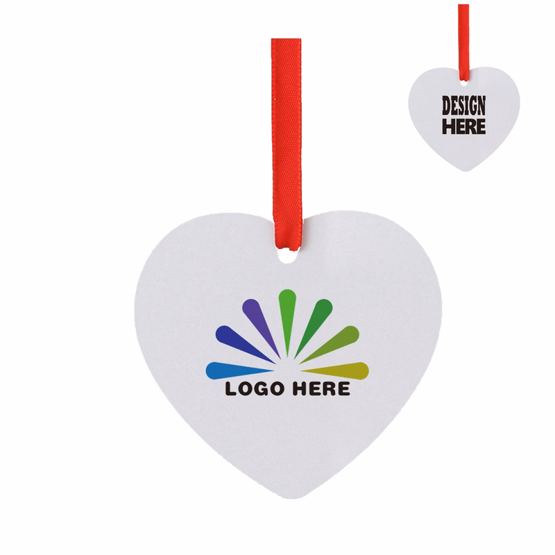 MOQ 50 Heart-Shaped Aluminum Christmas Hanging Ornament