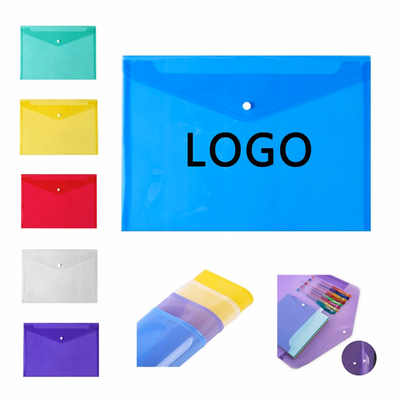 Clear PP Student Document Holder Snap Button File Bag
