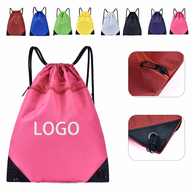 Oxford Cloth Zipper Drawstring Backpack