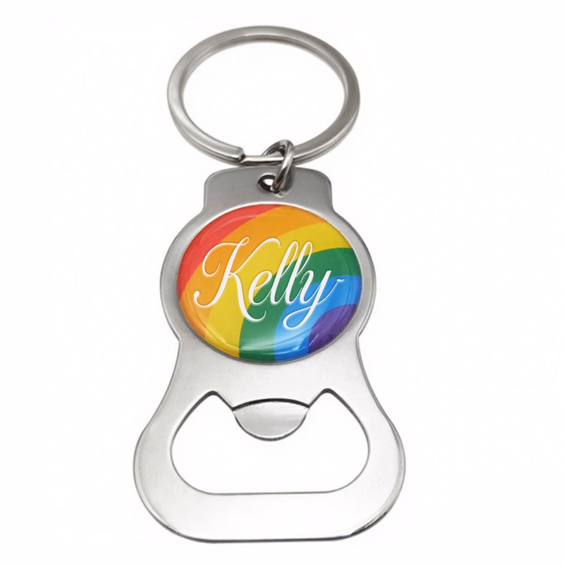 LGBT Rainbow Metal Bottle Opener Keychain