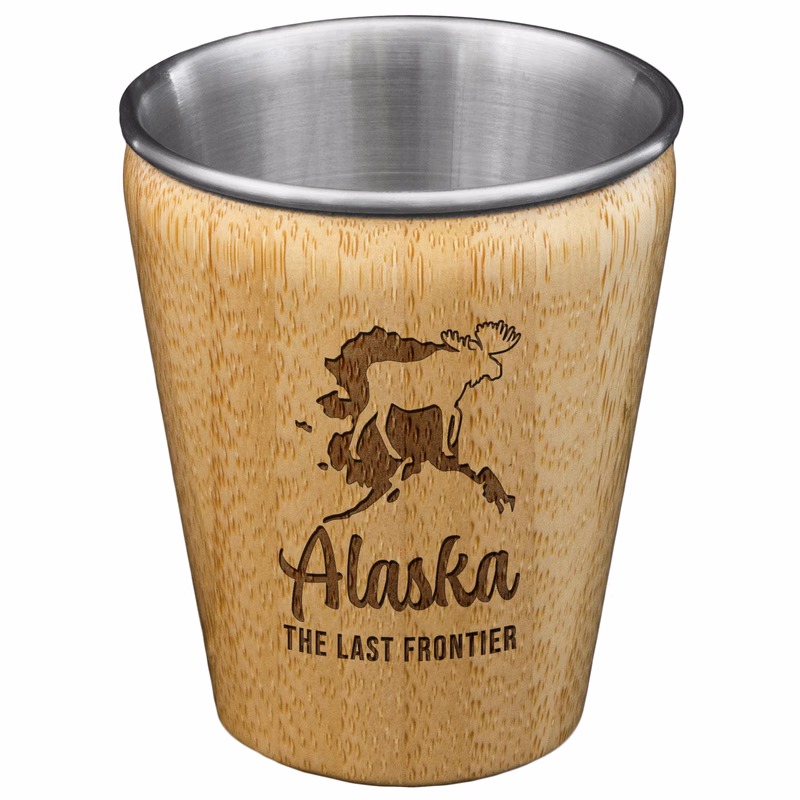 Alaska State Bamboo and Stainless Steel Shot Glass
