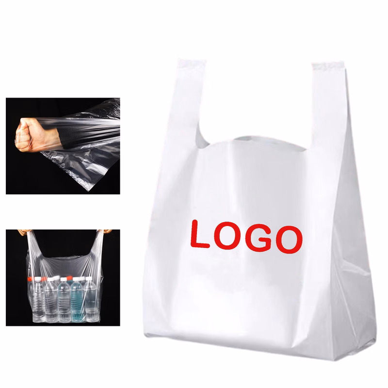 1000pcs 2mil Milky White Logo Plastic Carrier Bags
