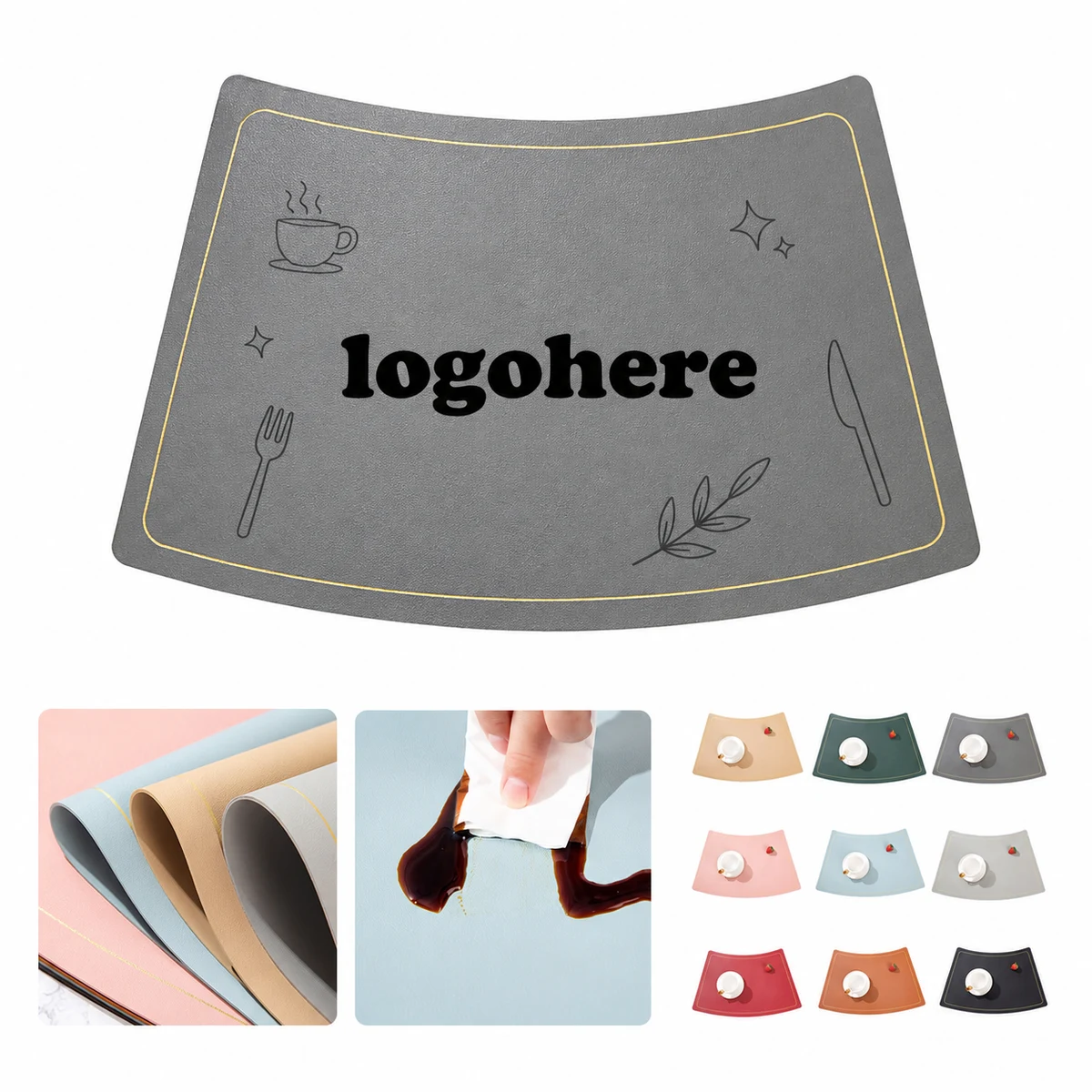MOQ 10 Waterproof PU Leather Table Mat 1