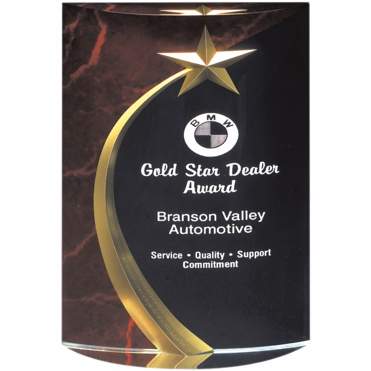 6 3/4" Red Marble Rounded Shooting Star Acrylic