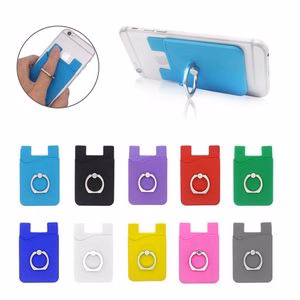 Silicone Cell Phone Wallet With Grip Ring And Stand Functionality