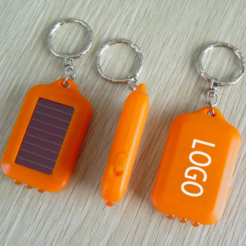 Solar Powered Flashlight Keychains w/Sided Button 1