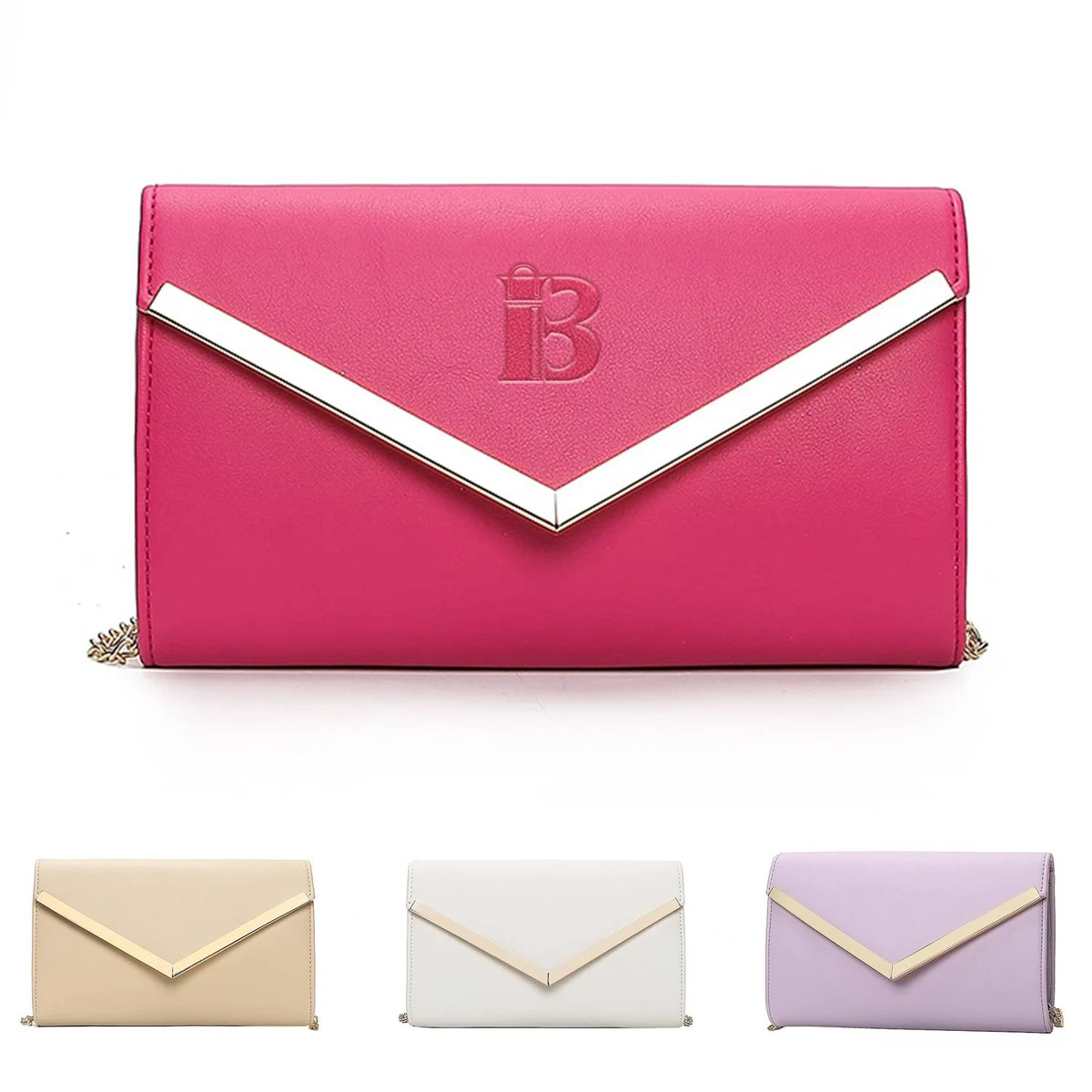 PU Leather Envelope Hardware Chain Diagonal Crossbody Bag 1