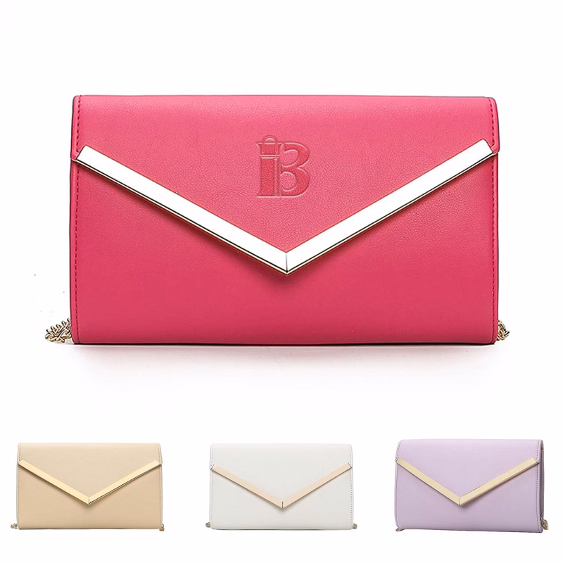 PU Leather Envelope Hardware Chain Diagonal Crossbody Bag