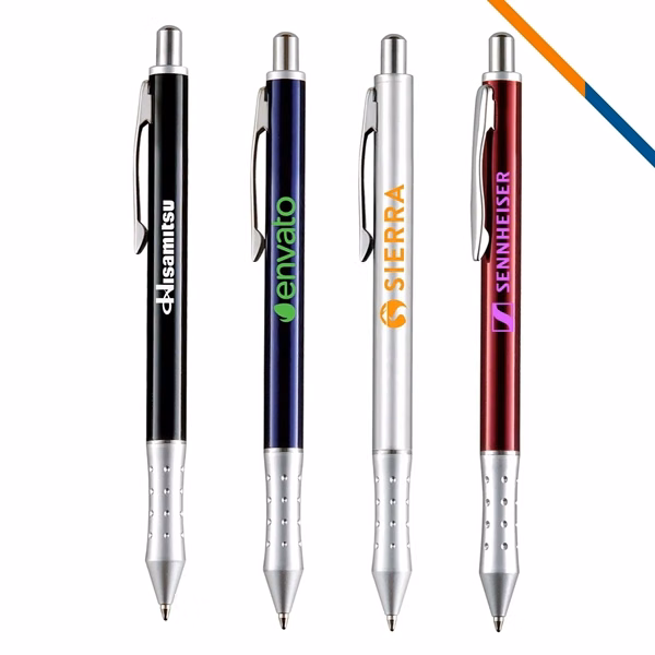 Custom 5.5" Metal Ballpoint Pen with Silver Accents — Professional Pocket Writer