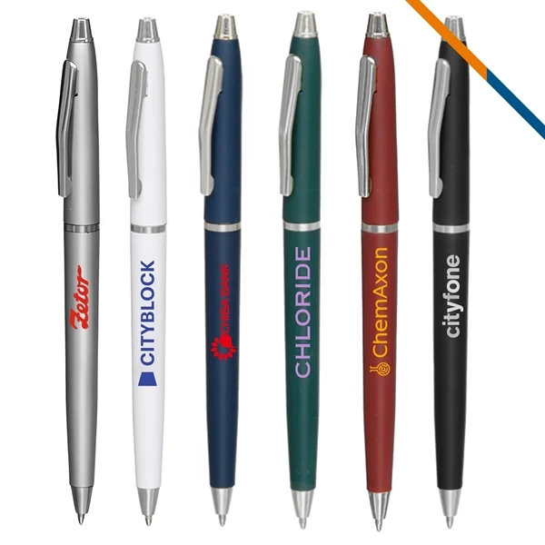 Custom Twist Action Ballpoint Pen with Silver Clip — 1mm Fine Point Ink 1