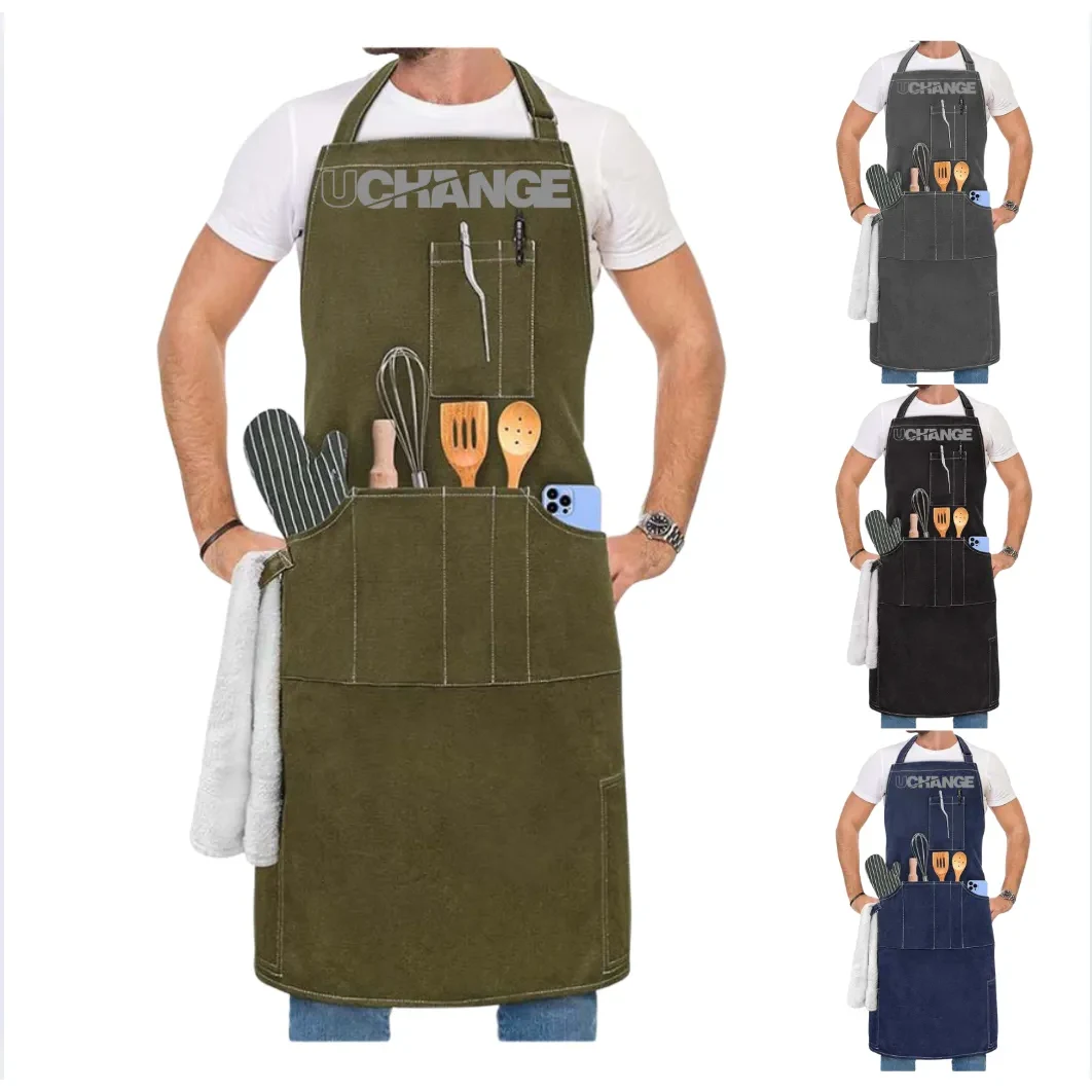 Canvas Utility Apron with Multi Pockets for BBQ & Kitchen 1