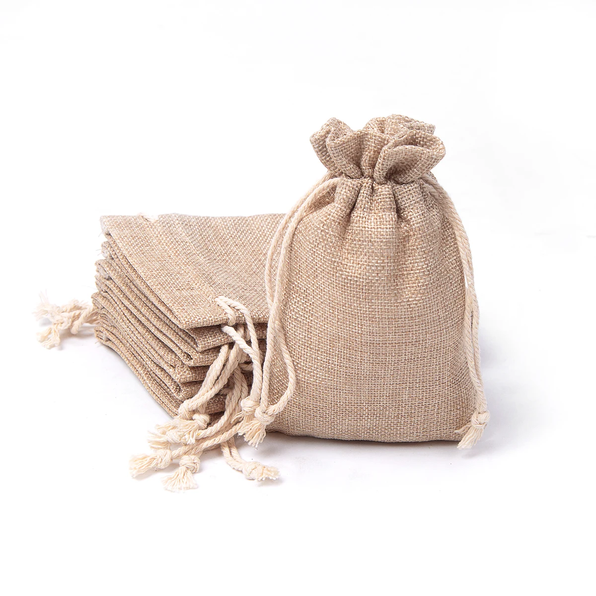 5 7/8" X 3 7/8" Burlap Drawstring Bag 1
