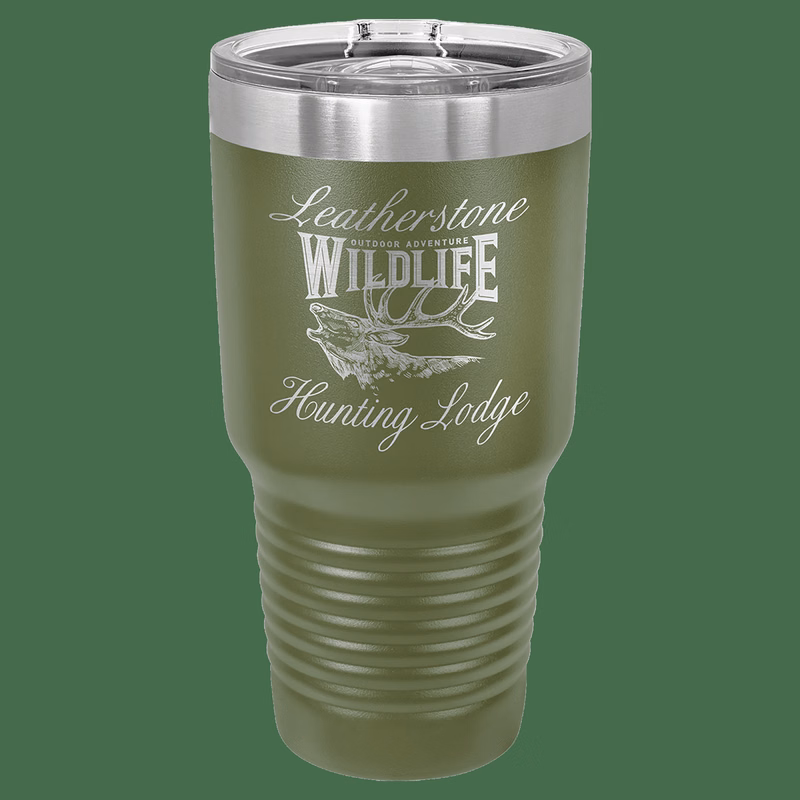 30 oz. Olive Green Laser Engraved Polar Camel Ringneck Tumblers w/Slider Lid