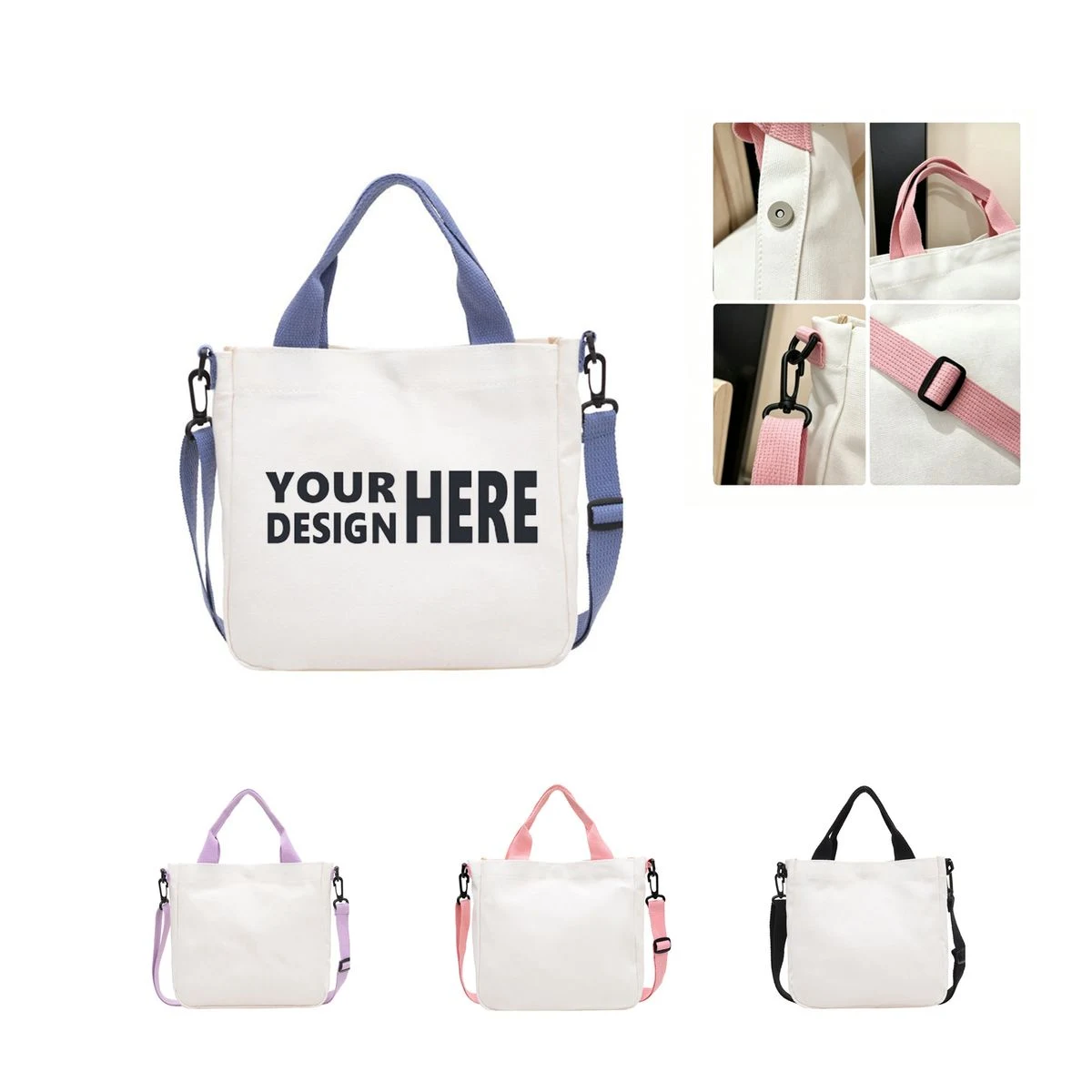 Custom Logo Solid Color Canvas Crossbody Shoulder Bag 1