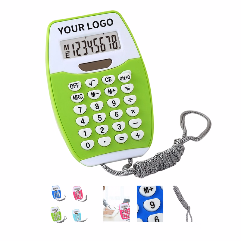 Dual Power Lanyard Calculator With 8 Digit Display 4" x 2.6"