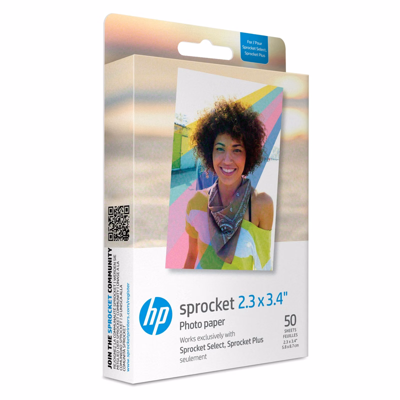 HP Sprocket 2.3 x 3.4 Premium Instant Zink Sticky Back Photo Paper (50 Sheets) Compatible with HP...