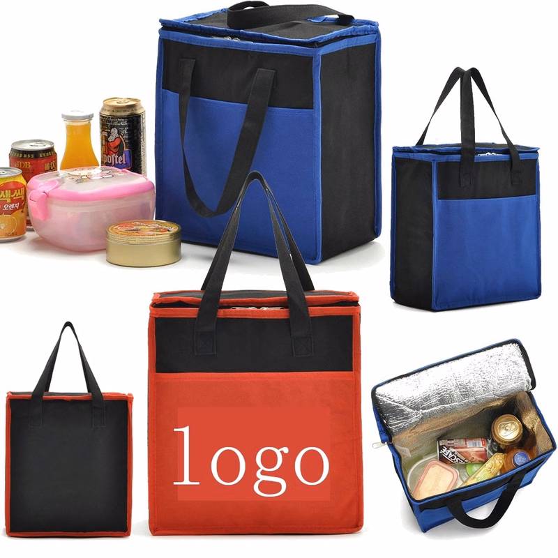 Two-Tone Insulated Lunch Bag Non-Woven Grocery Tote