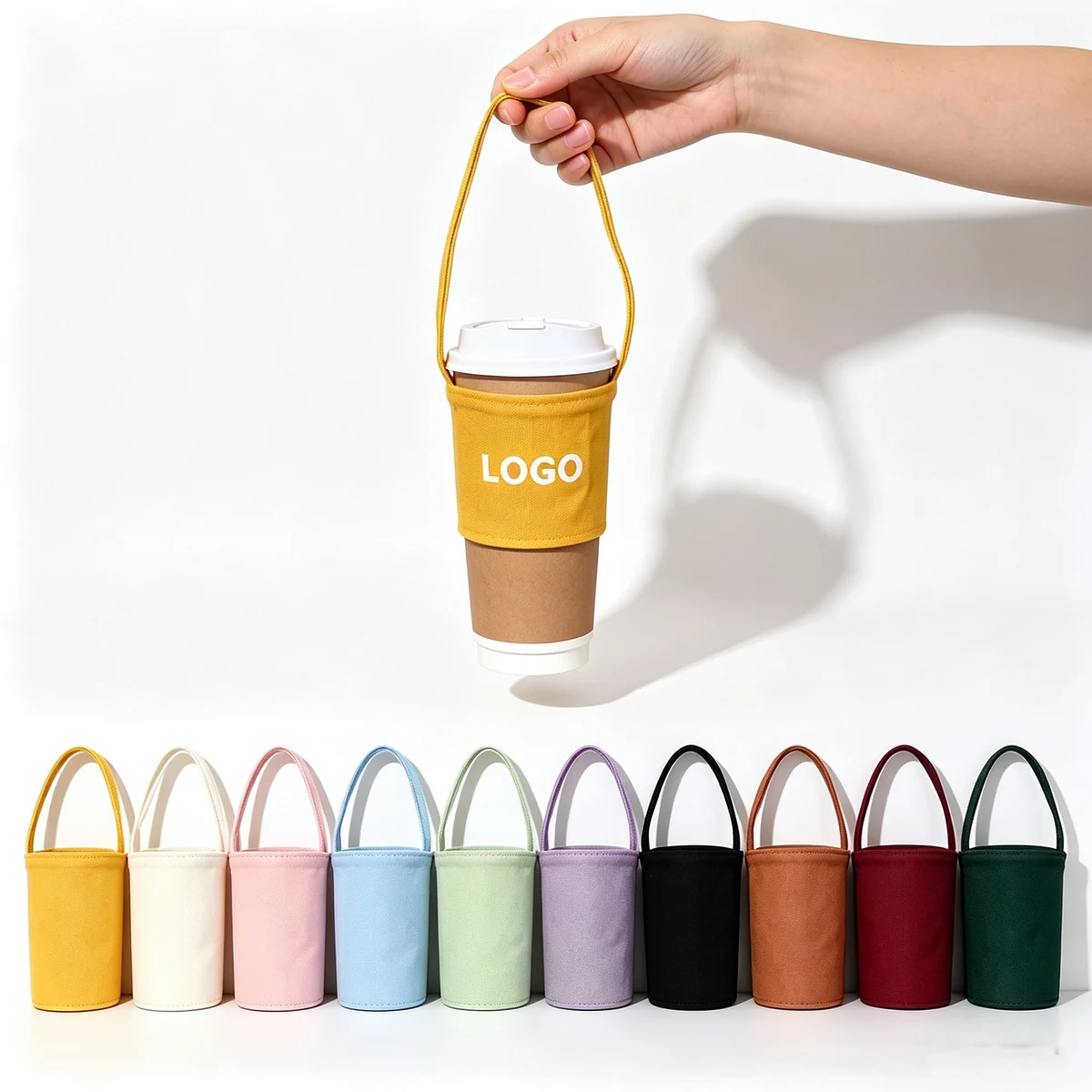Canvas Drink Cup Carrier, custom koozie with logo imprint 1